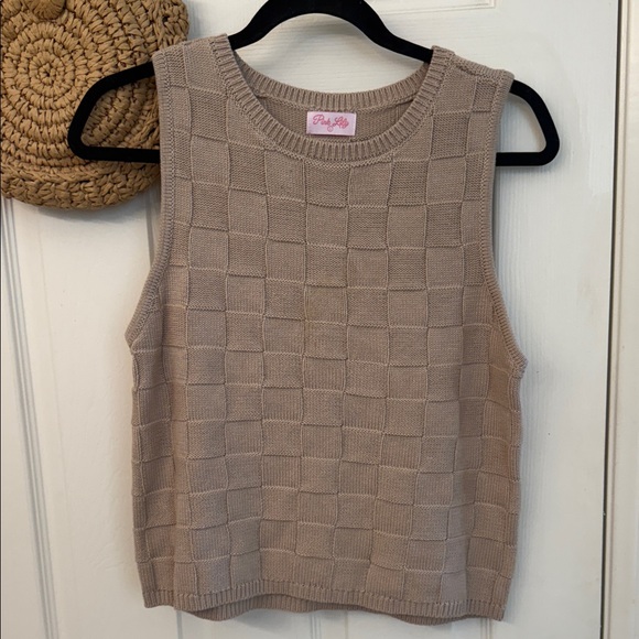 Pink Lily Sweaters - Pink Lily Checkered Knit Vest